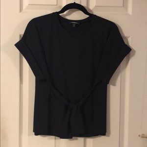 Black tie front rolled sleeve tee